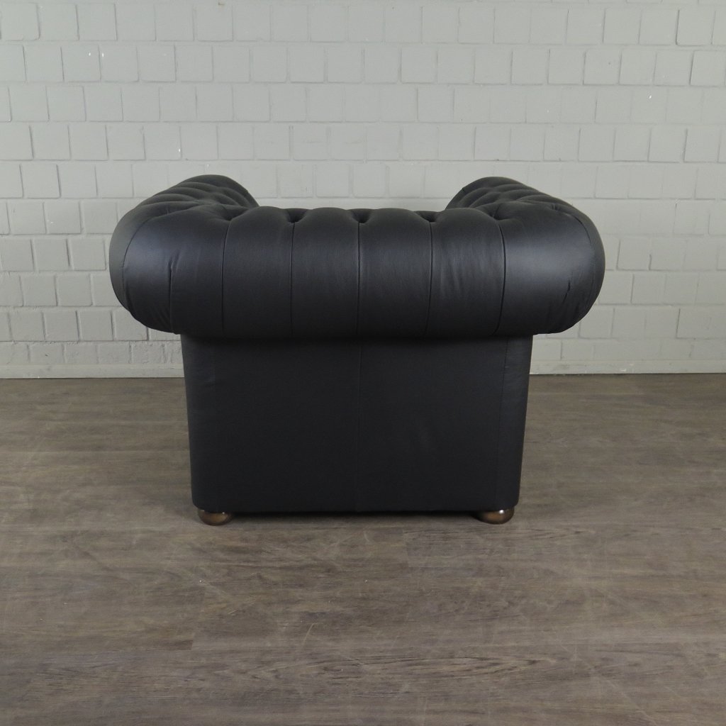 Chesterfield Couchgarnitur Leder Schwarz