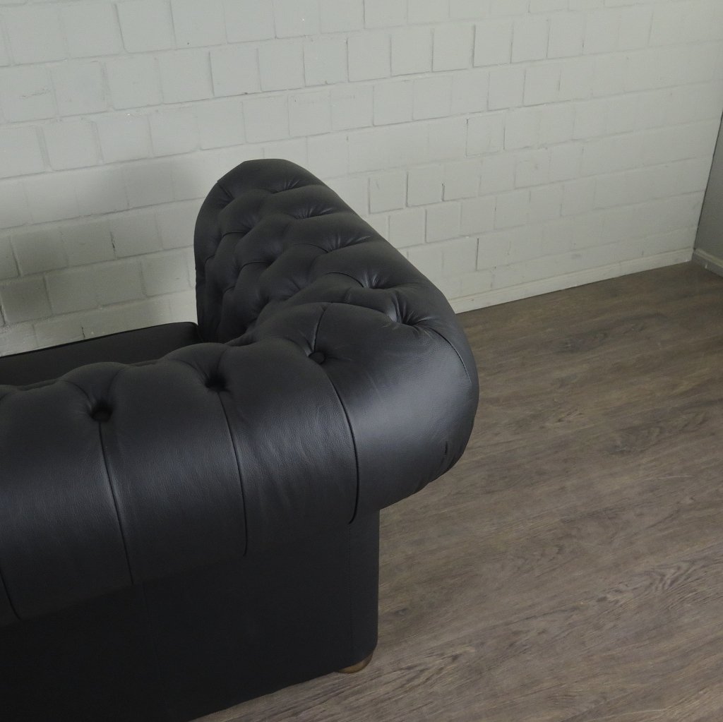 Chesterfield Couchgarnitur Leder Schwarz