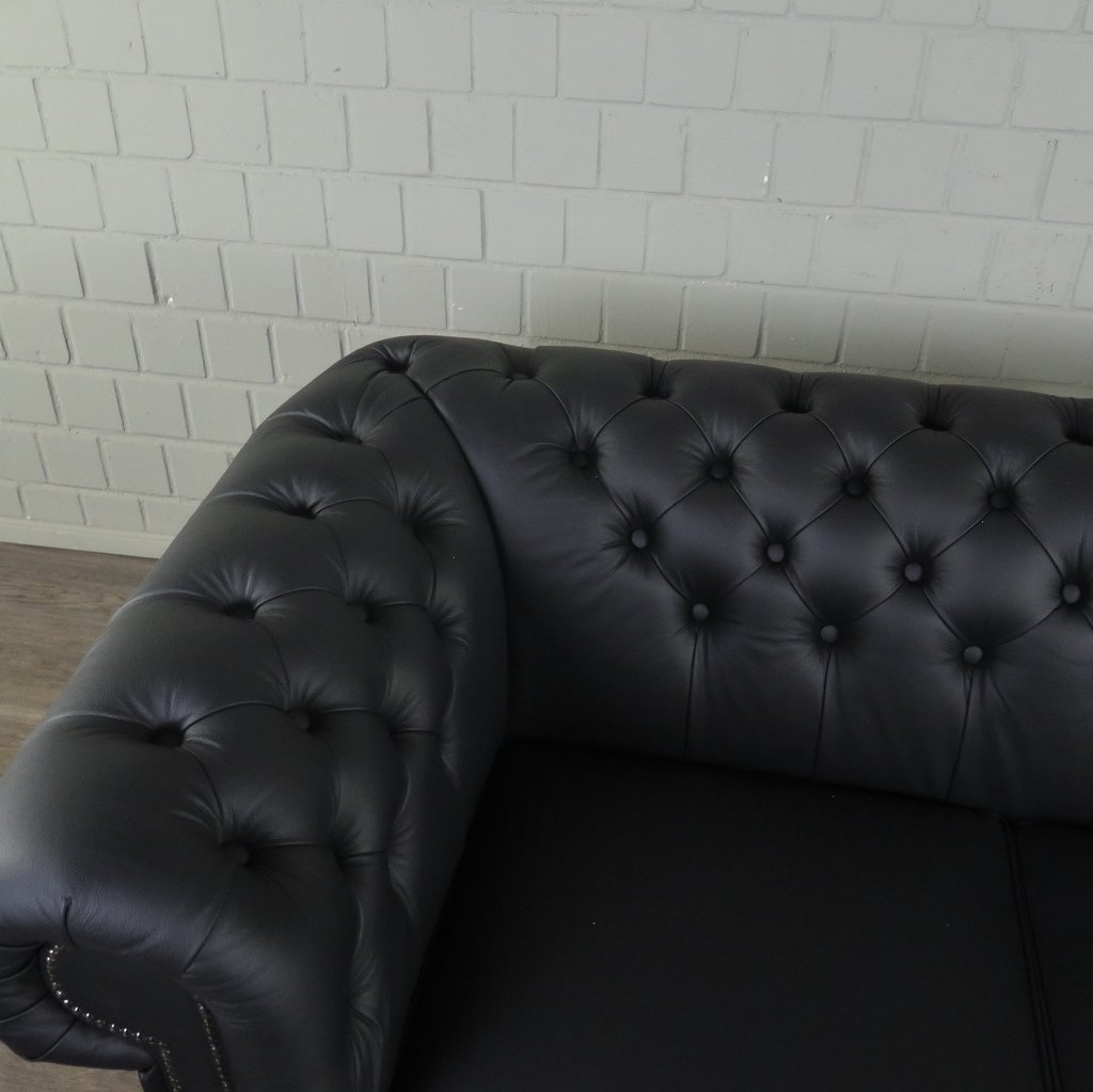 Chesterfield Couchgarnitur Leder Schwarz
