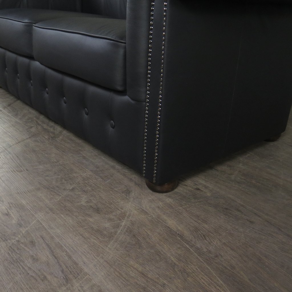 Chesterfield Couchgarnitur Leder Schwarz