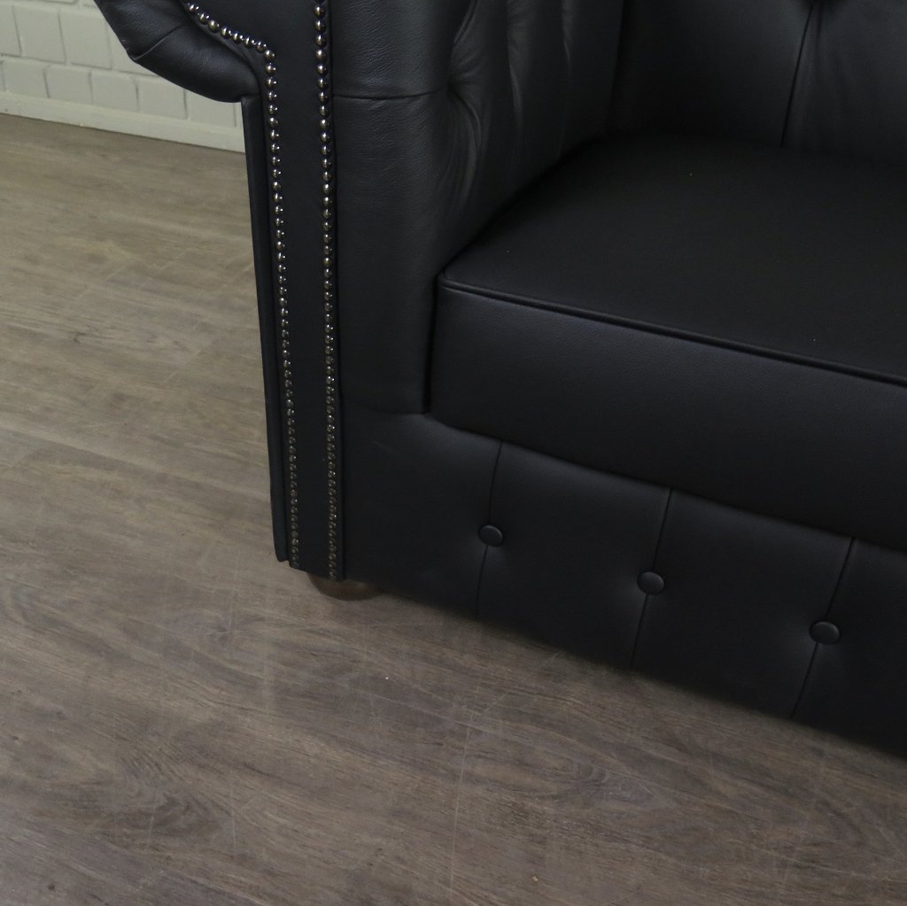 Chesterfield Couchgarnitur Leder Schwarz