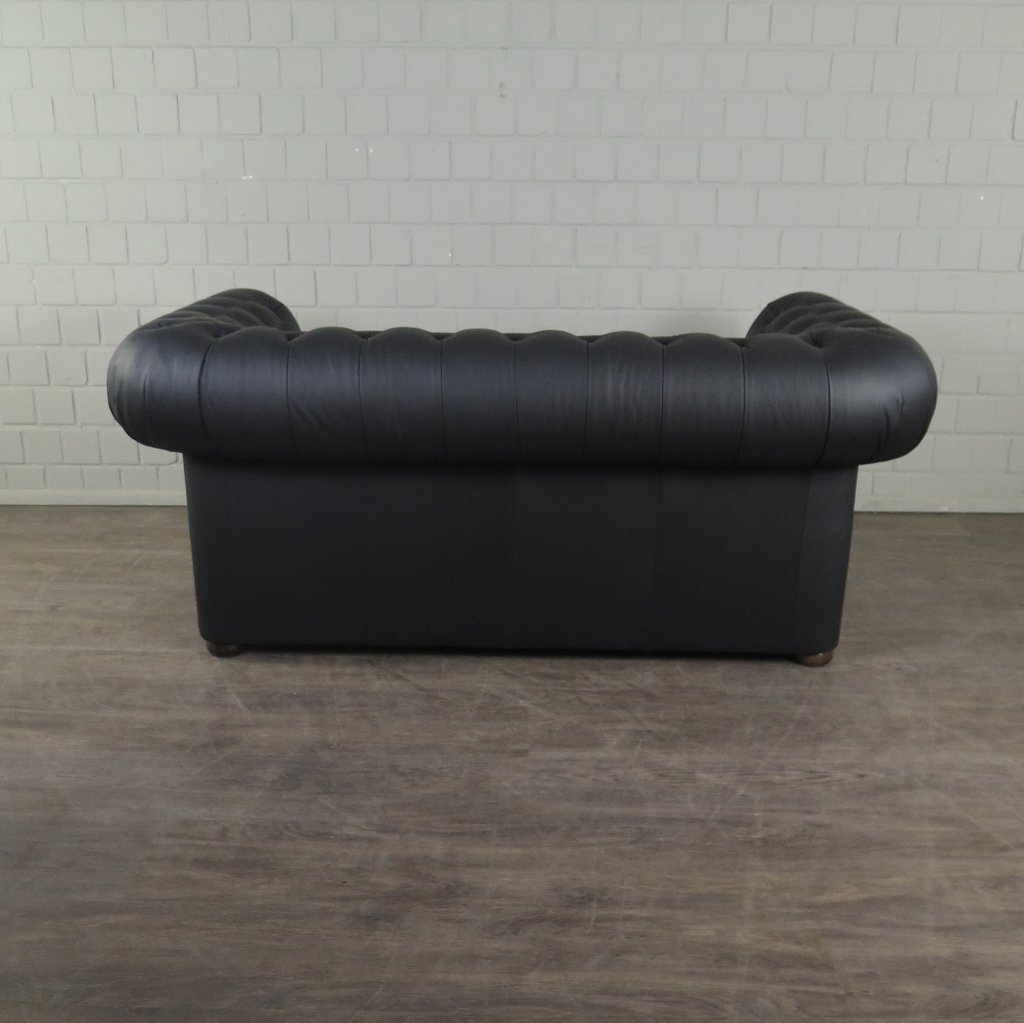Chesterfield Couchgarnitur Leder Schwarz
