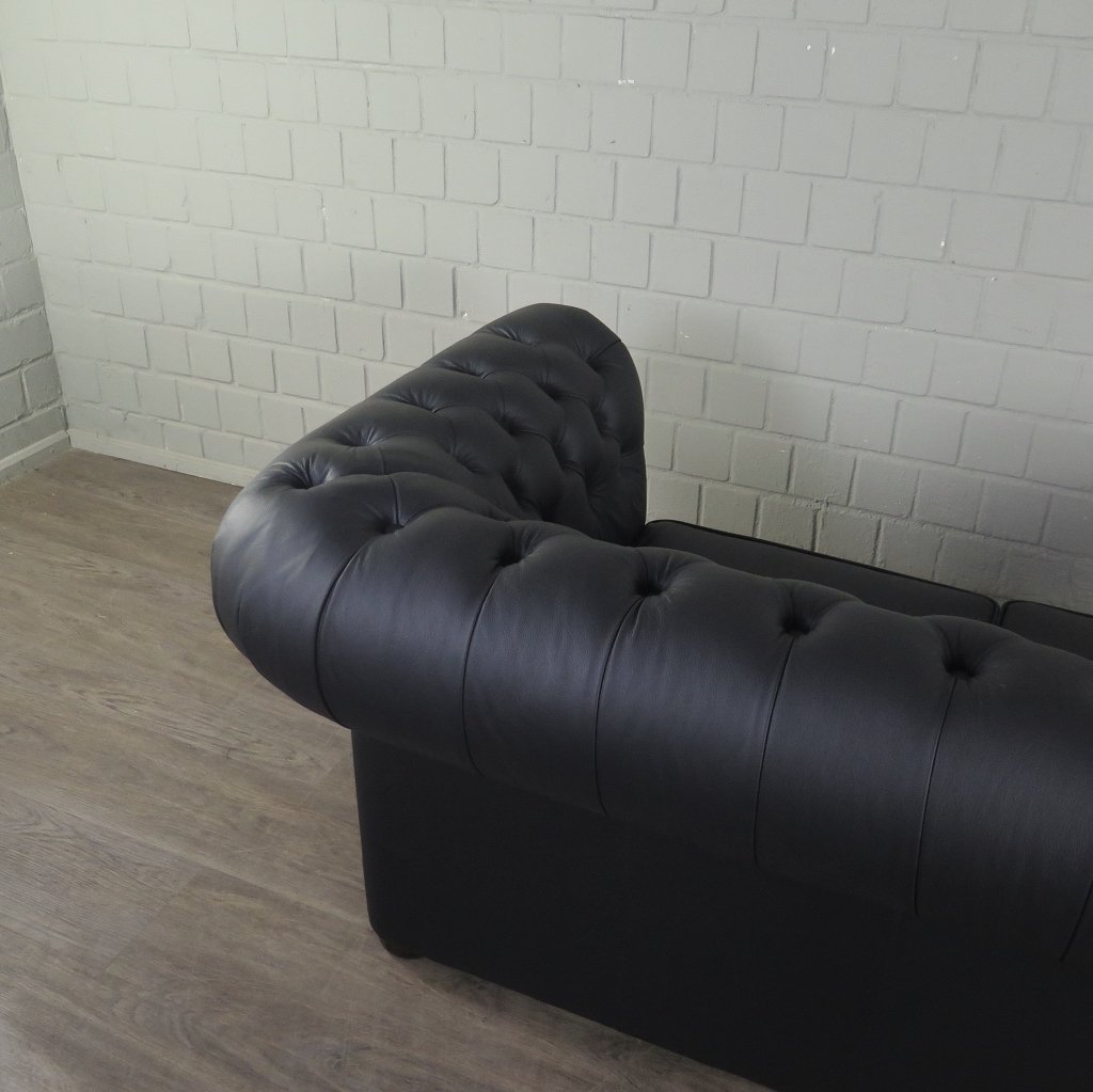 Chesterfield Couchgarnitur Leder Schwarz