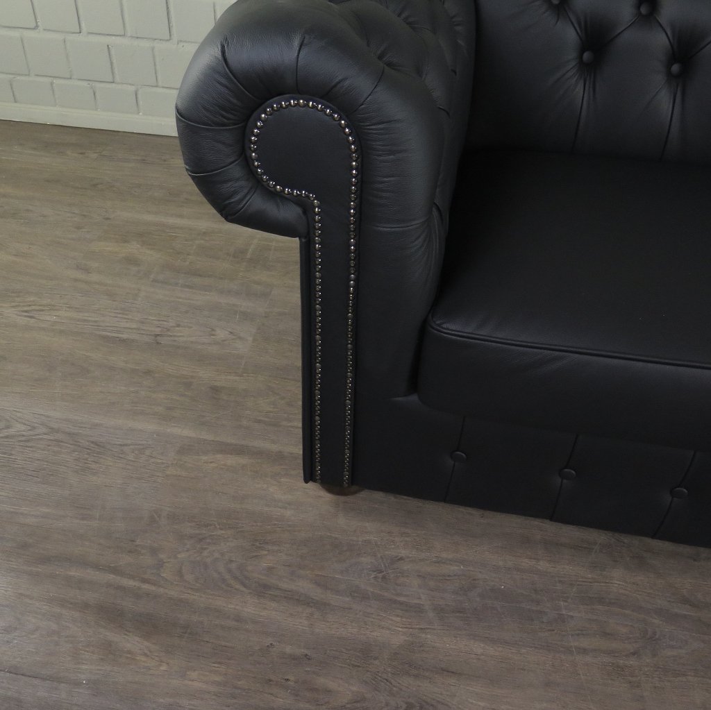 Chesterfield Couchgarnitur Leder Schwarz