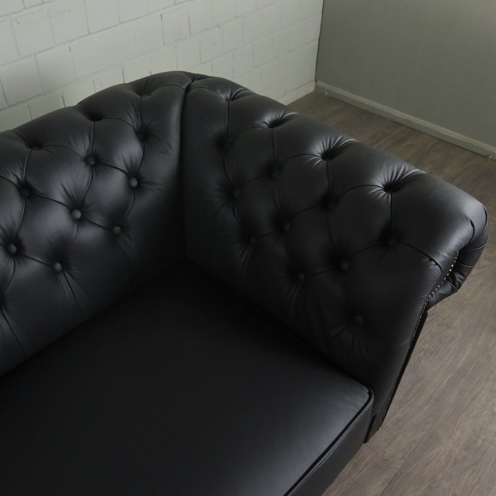 Chesterfield Couchgarnitur Leder Schwarz