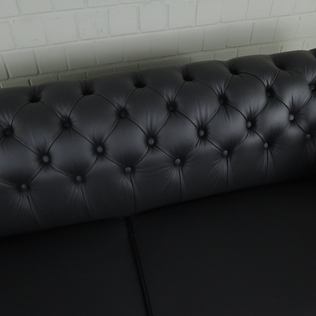 Chesterfield Couchgarnitur Leder Schwarz