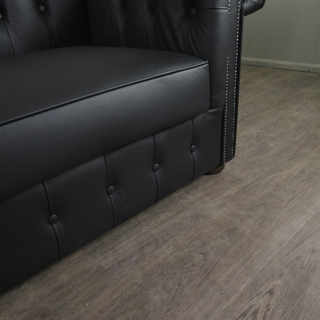Chesterfield Couchgarnitur Leder Schwarz