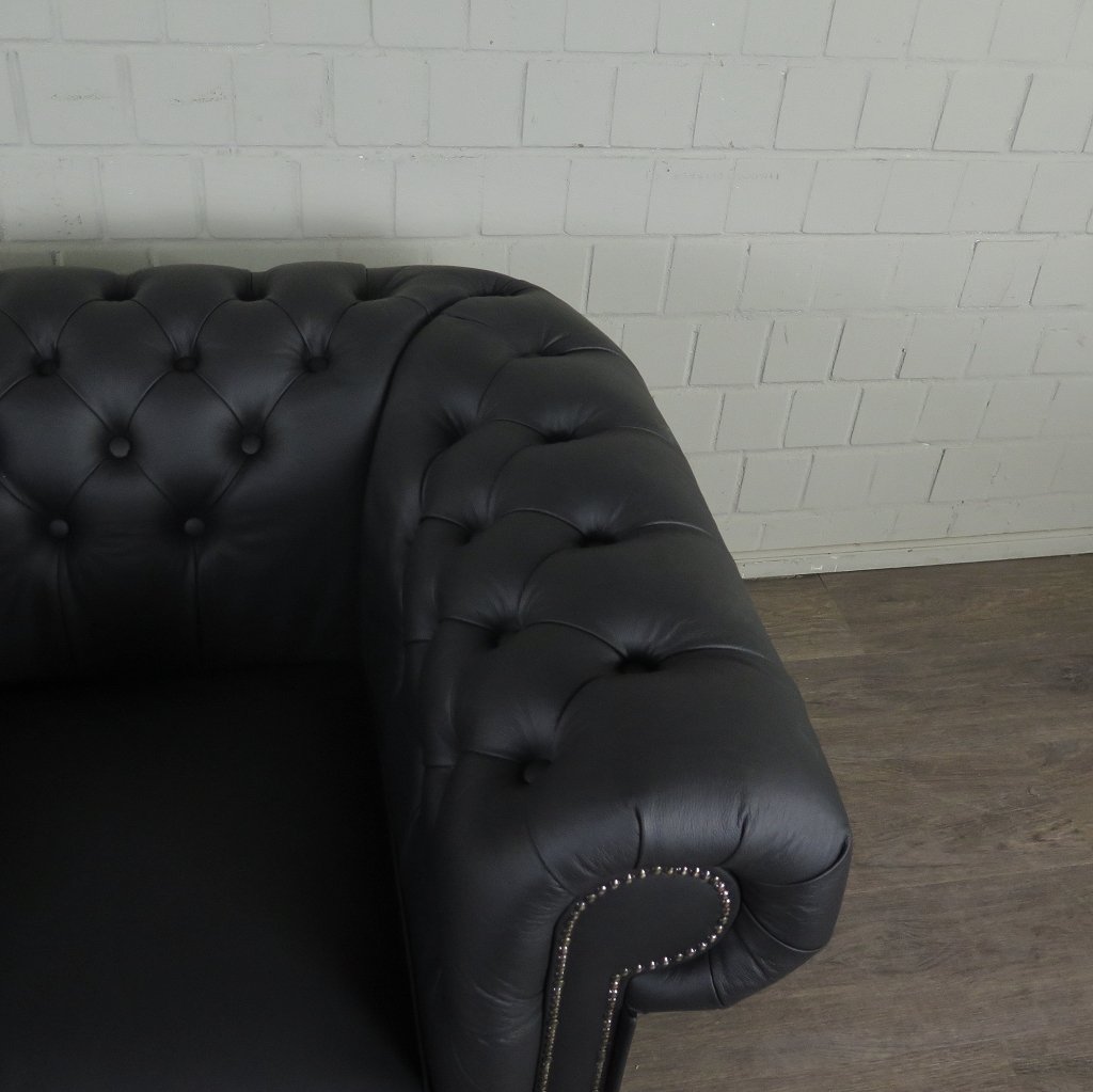 Chesterfield Couchgarnitur Leder Schwarz
