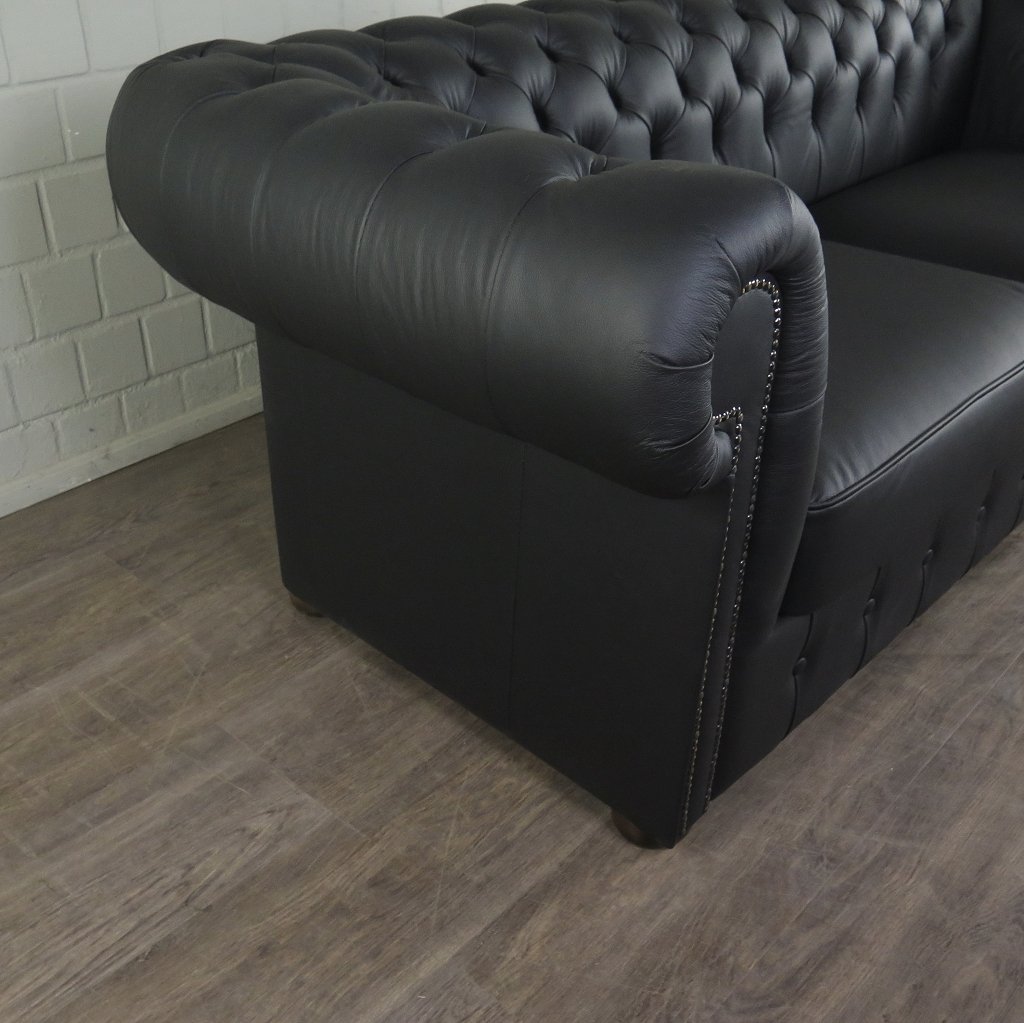 Chesterfield Couchgarnitur Leder Schwarz