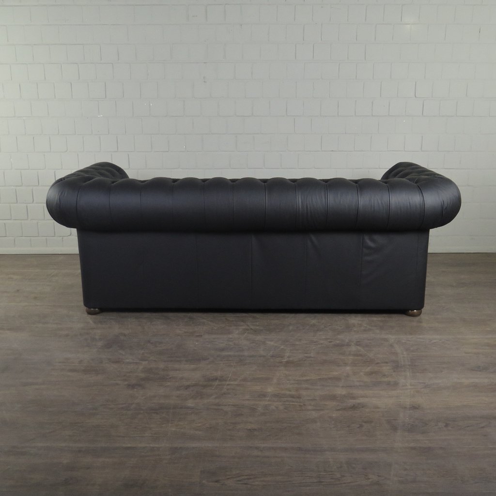 Chesterfield Couchgarnitur Leder Schwarz