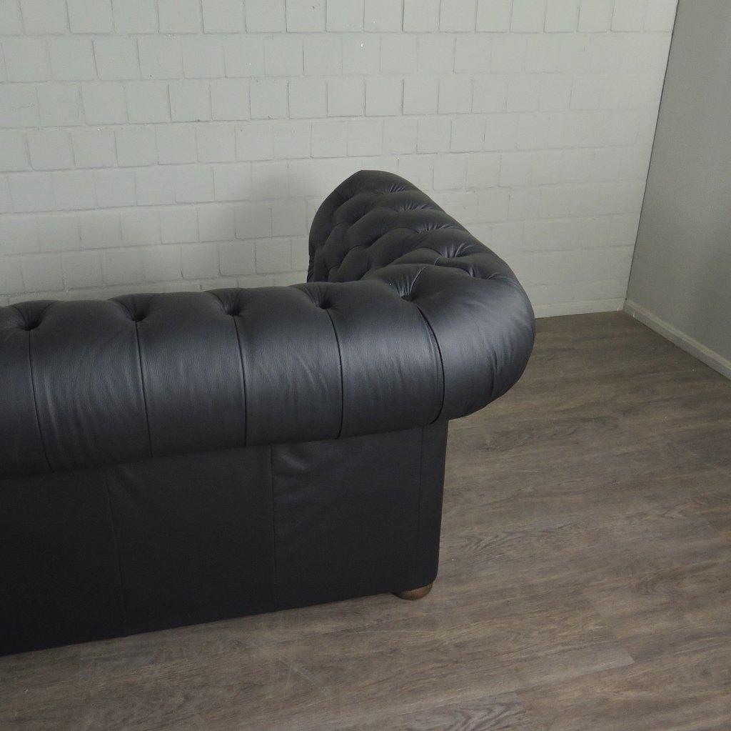 Chesterfield Couchgarnitur Leder Schwarz