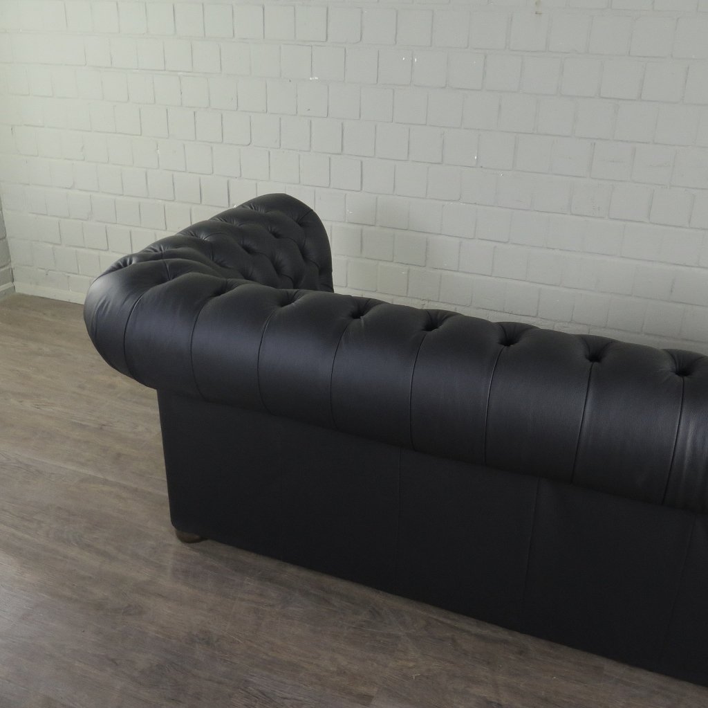 Chesterfield Couchgarnitur Leder Schwarz