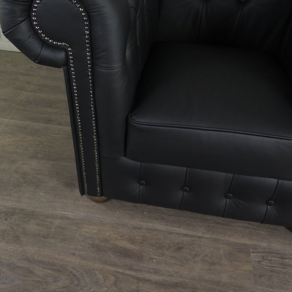 Chesterfield Couchgarnitur Leder Schwarz