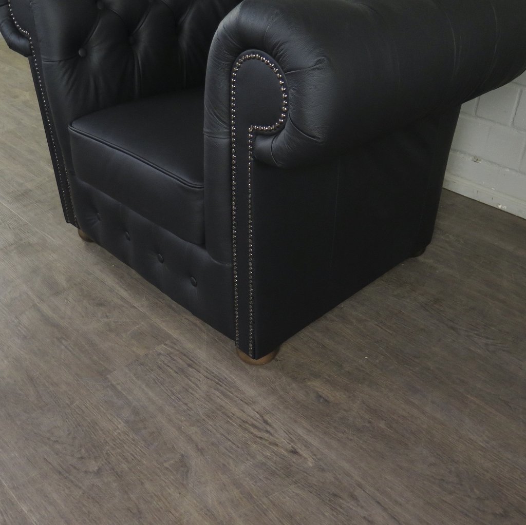 Chesterfield Couchgarnitur Leder Schwarz
