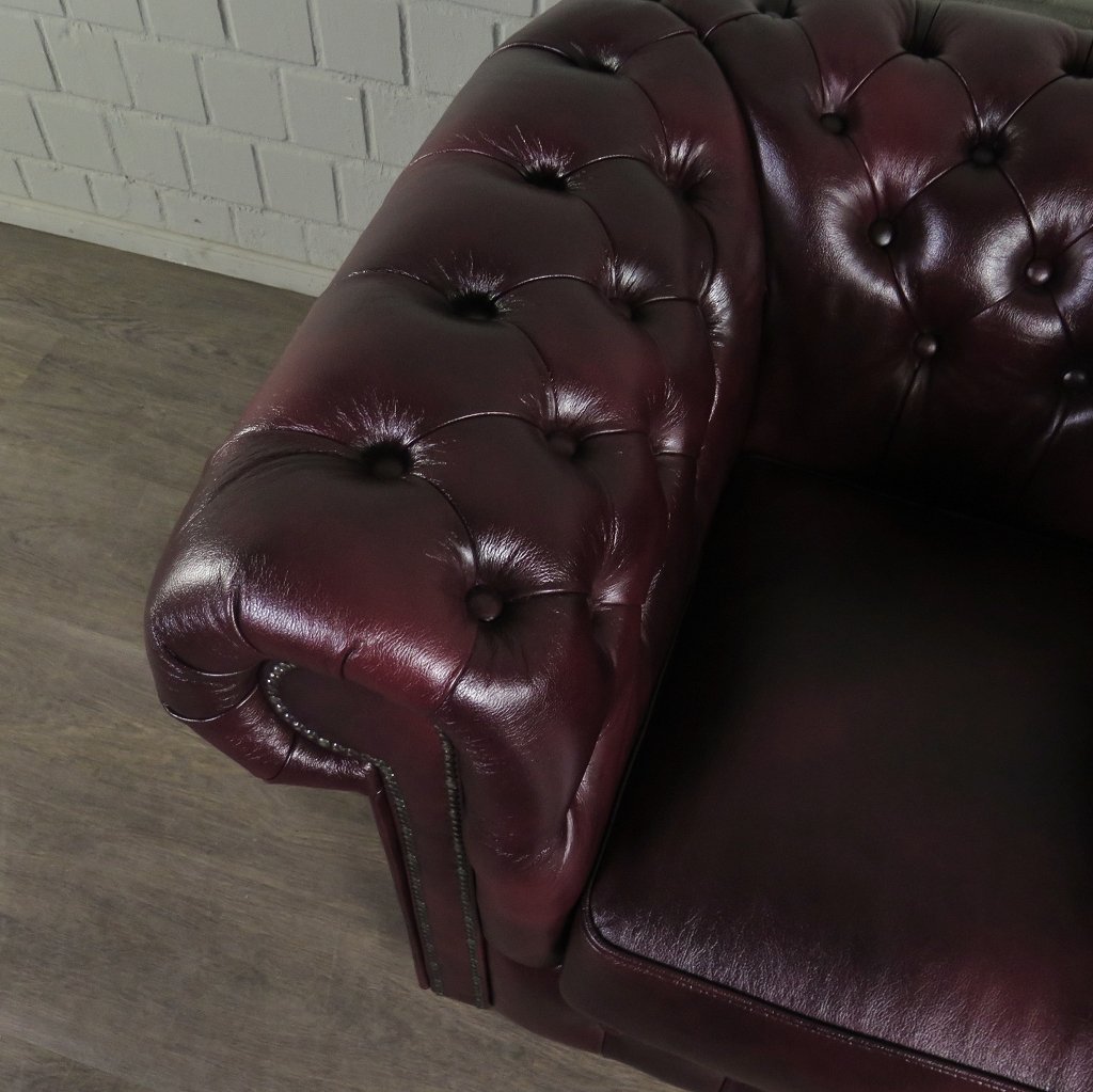 Chesterfield Couchgarnitur Leder Bordeaux