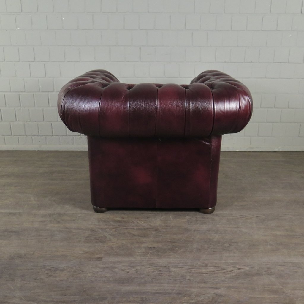 Chesterfield Couchgarnitur Leder Bordeaux