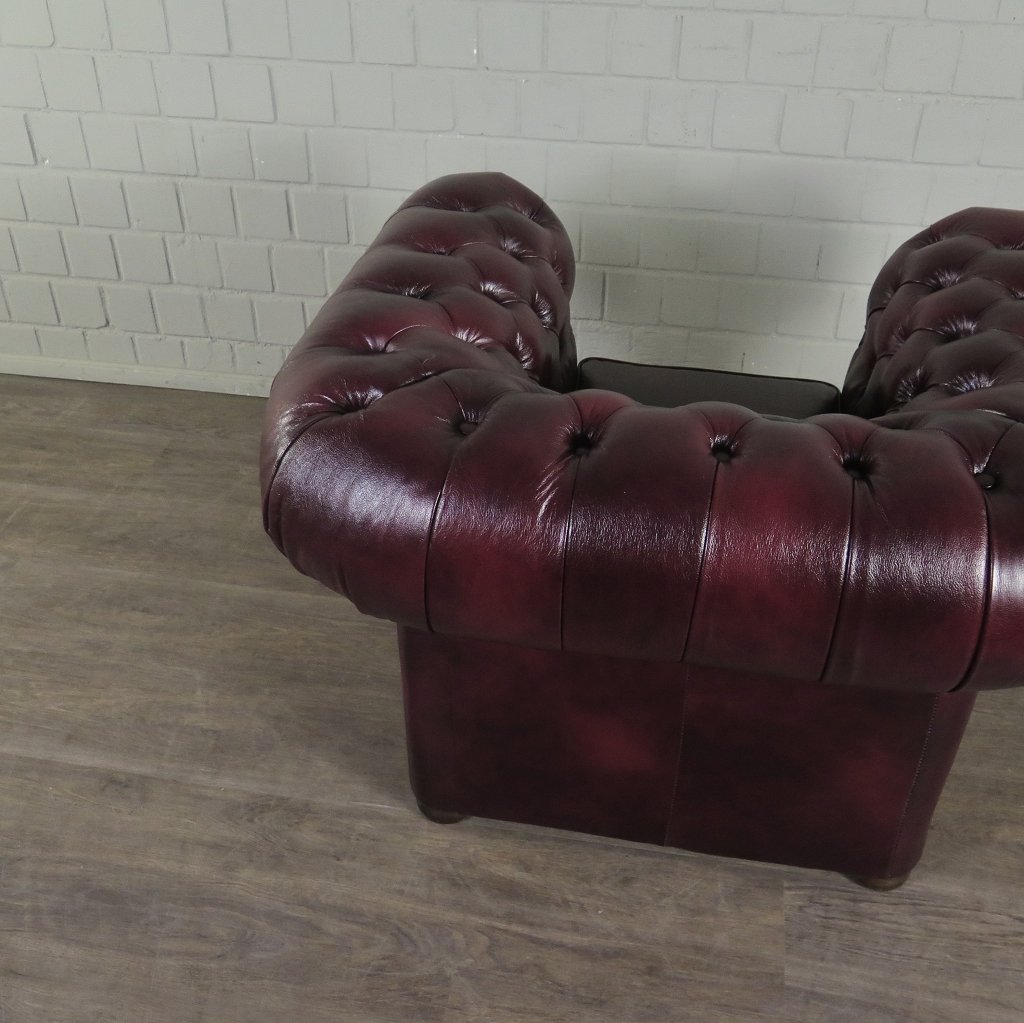 Chesterfield Couchgarnitur Leder Bordeaux