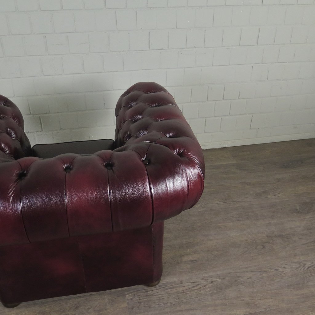 Chesterfield Couchgarnitur Leder Bordeaux