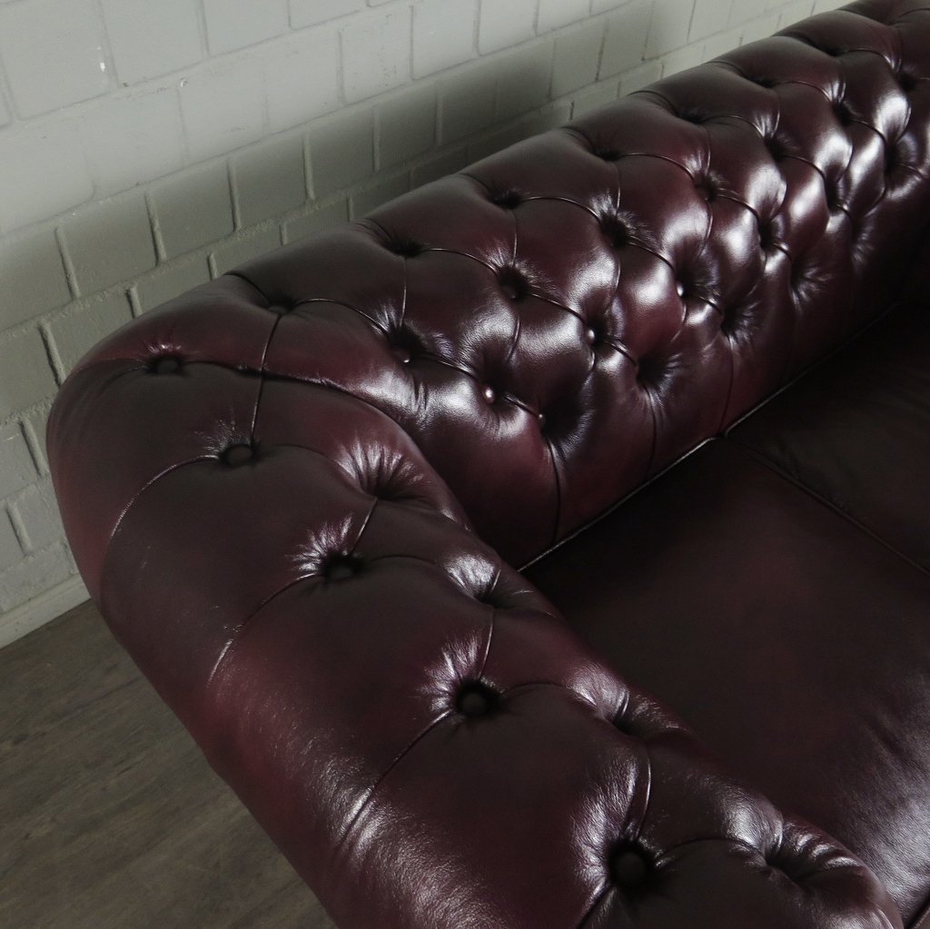 Chesterfield Couchgarnitur Leder Bordeaux