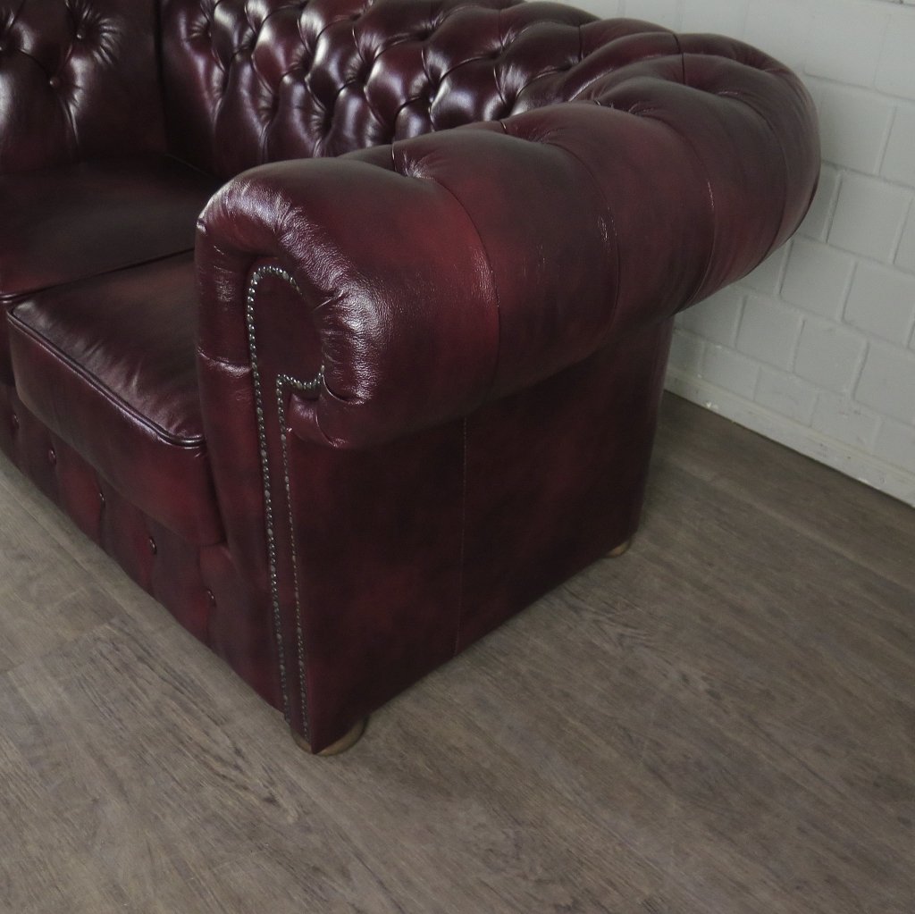 Chesterfield Couchgarnitur Leder Bordeaux