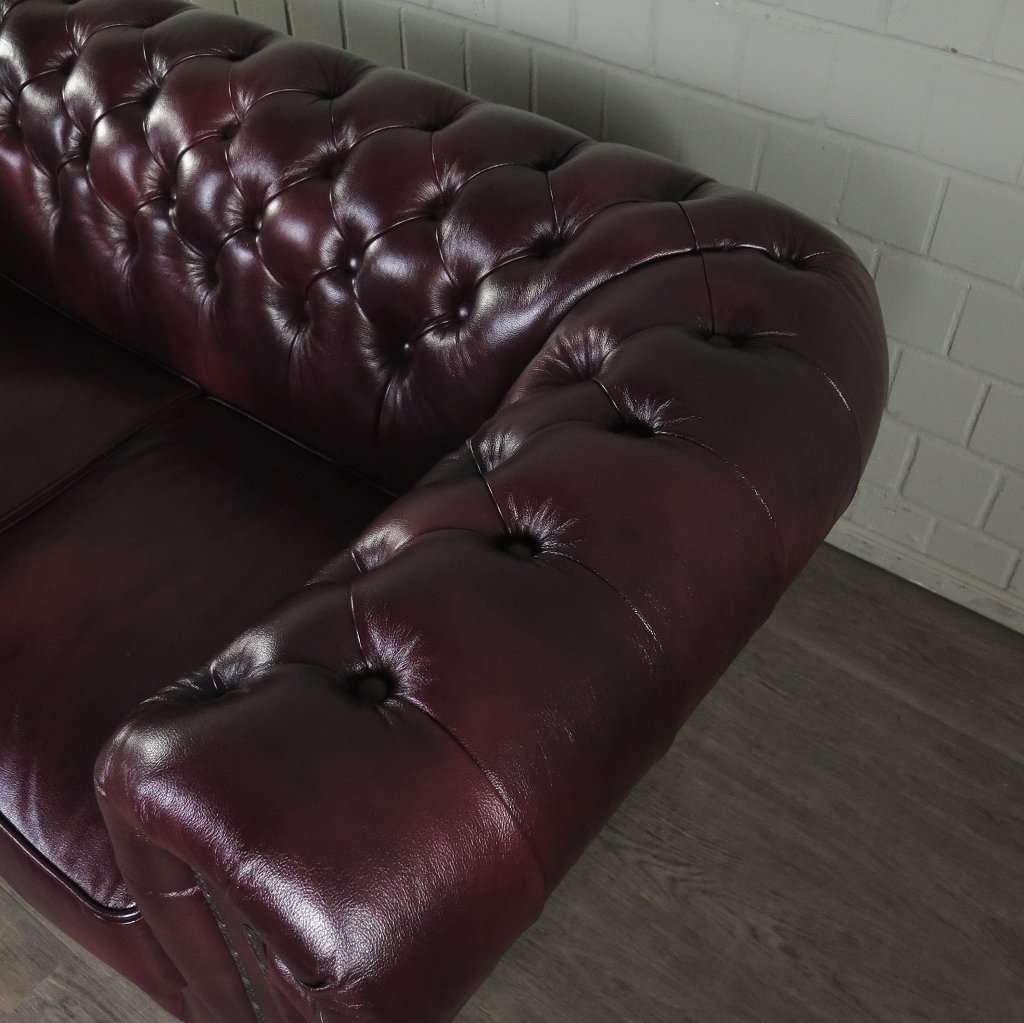 Chesterfield Couchgarnitur Leder Bordeaux