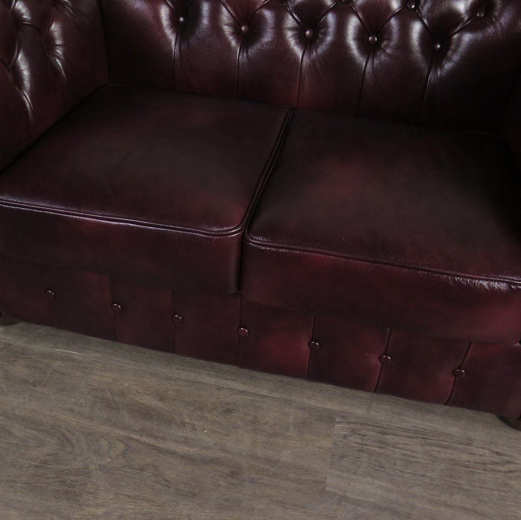 Chesterfield Couchgarnitur Leder Bordeaux