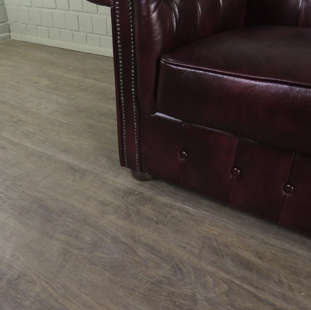 Chesterfield Couchgarnitur Leder Bordeaux