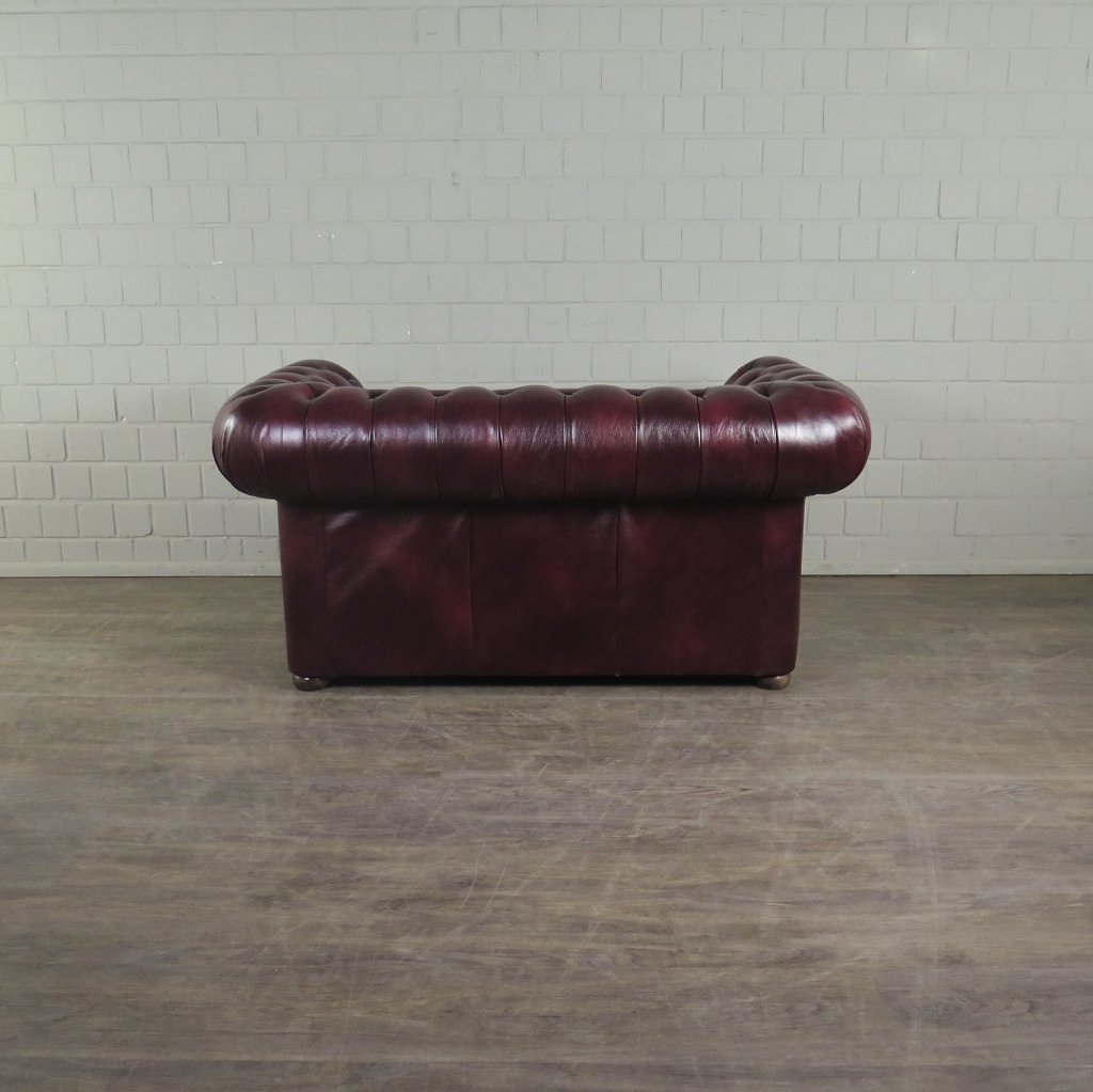 Chesterfield Couchgarnitur Leder Bordeaux