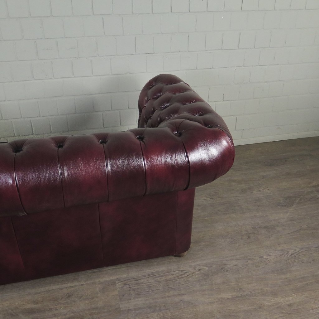 Chesterfield Couchgarnitur Leder Bordeaux