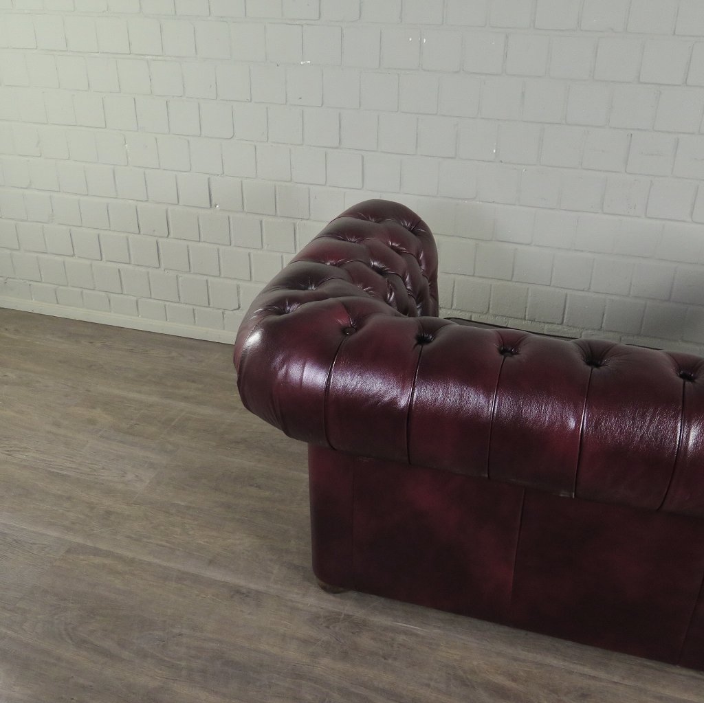 Chesterfield Couchgarnitur Leder Bordeaux