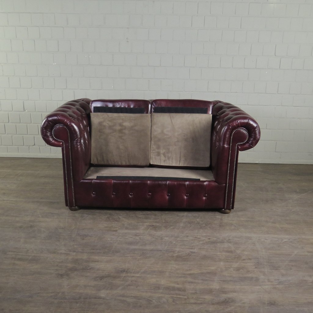 Chesterfield Couchgarnitur Leder Bordeaux