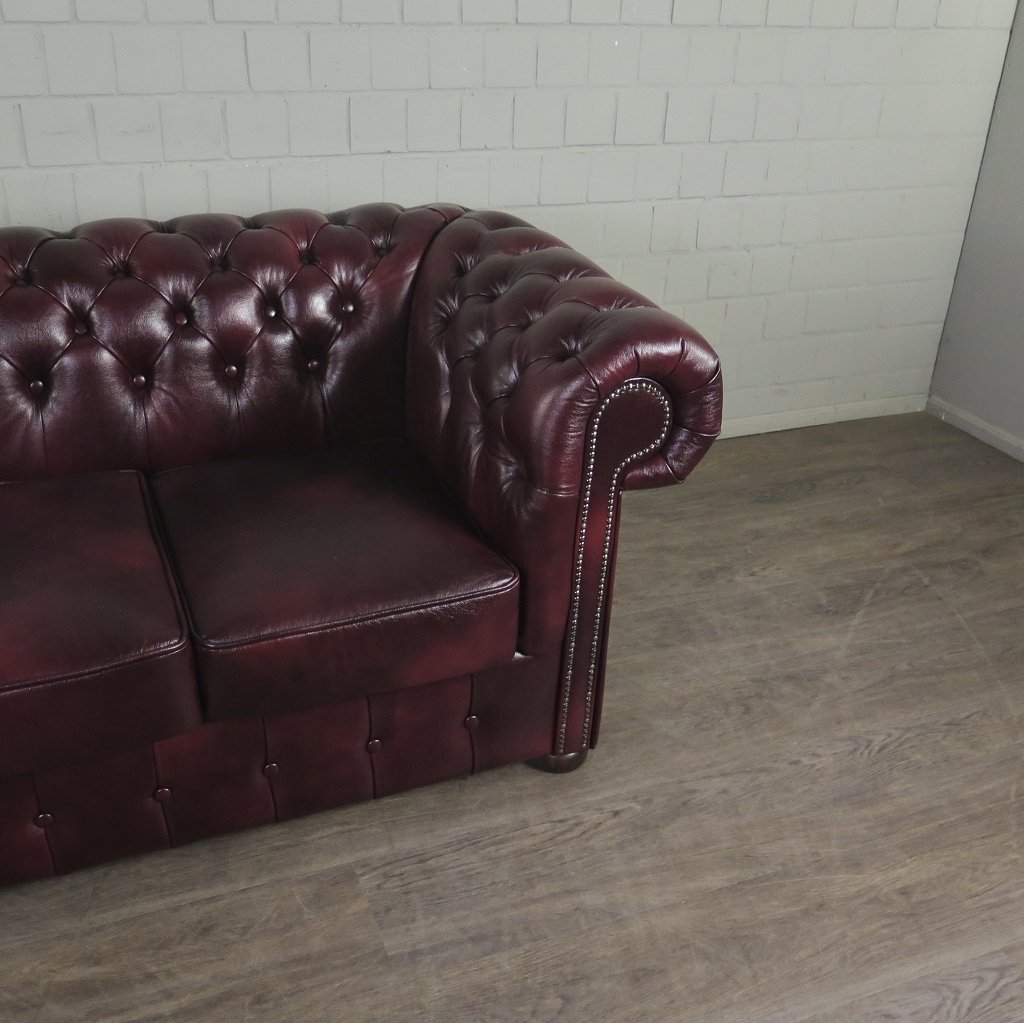 Chesterfield Couchgarnitur Leder Bordeaux