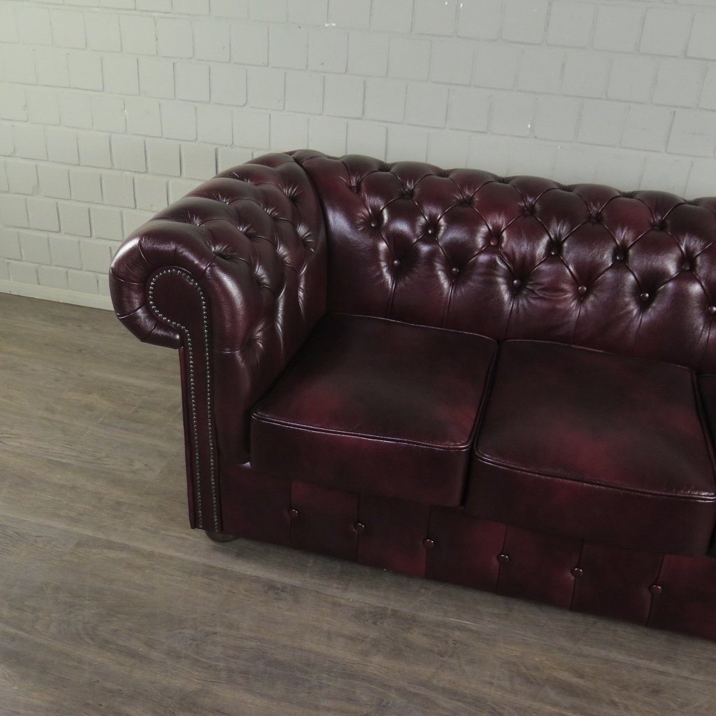Chesterfield Couchgarnitur Leder Bordeaux