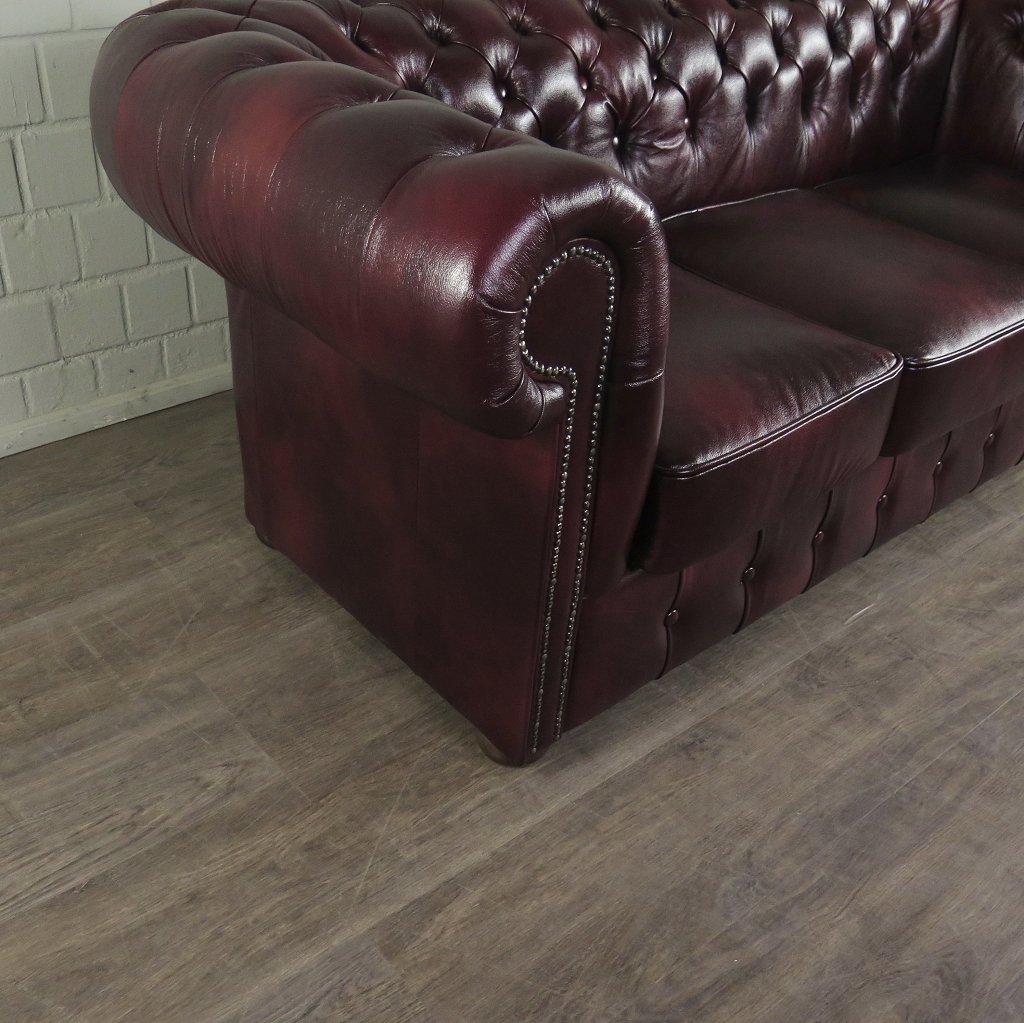 Chesterfield Couchgarnitur Leder Bordeaux