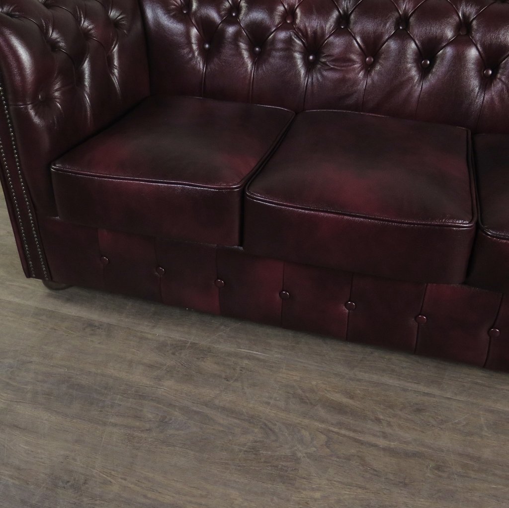 Chesterfield Couchgarnitur Leder Bordeaux