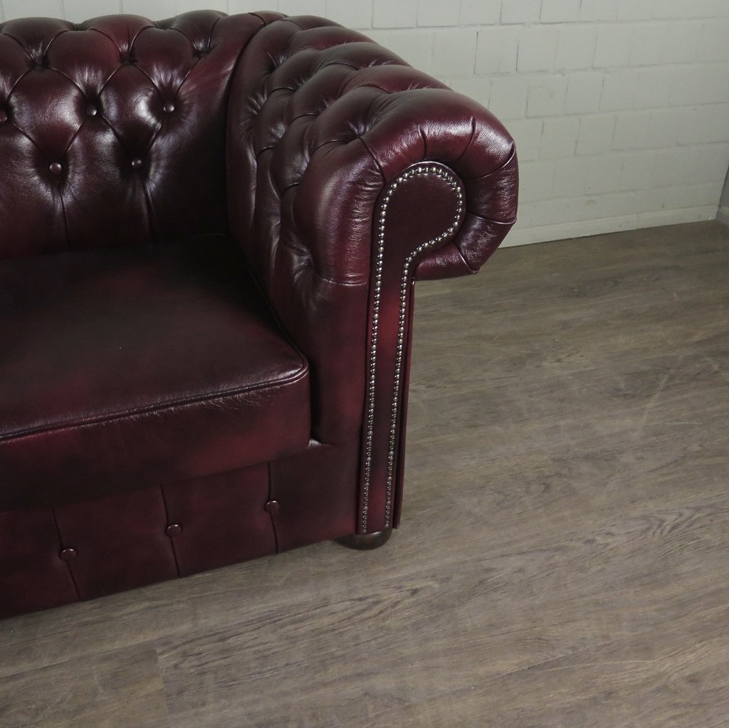 Chesterfield Couchgarnitur Leder Bordeaux