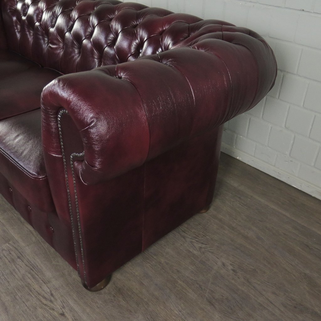 Chesterfield Couchgarnitur Leder Bordeaux