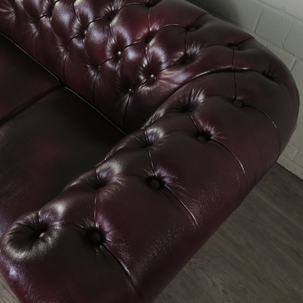 Chesterfield Couchgarnitur Leder Bordeaux