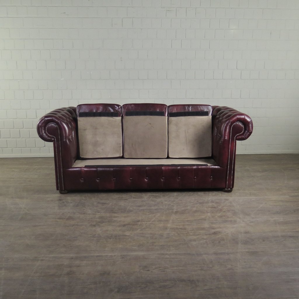 Chesterfield Couchgarnitur Leder Bordeaux