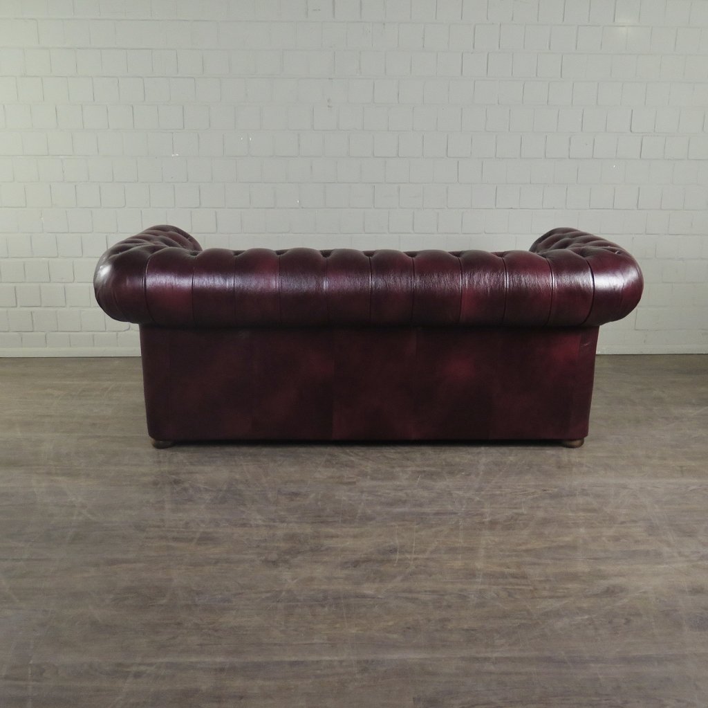 Chesterfield Couchgarnitur Leder Bordeaux