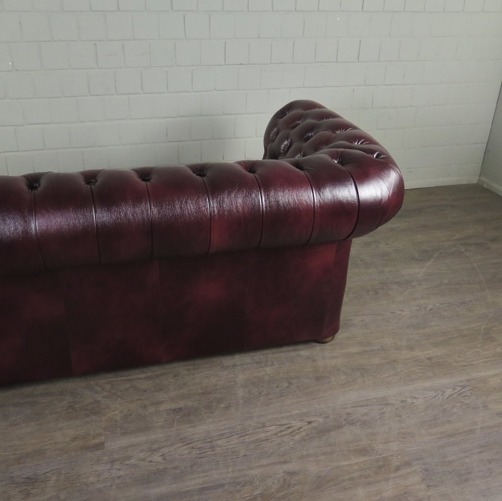 Chesterfield Couchgarnitur Leder Bordeaux
