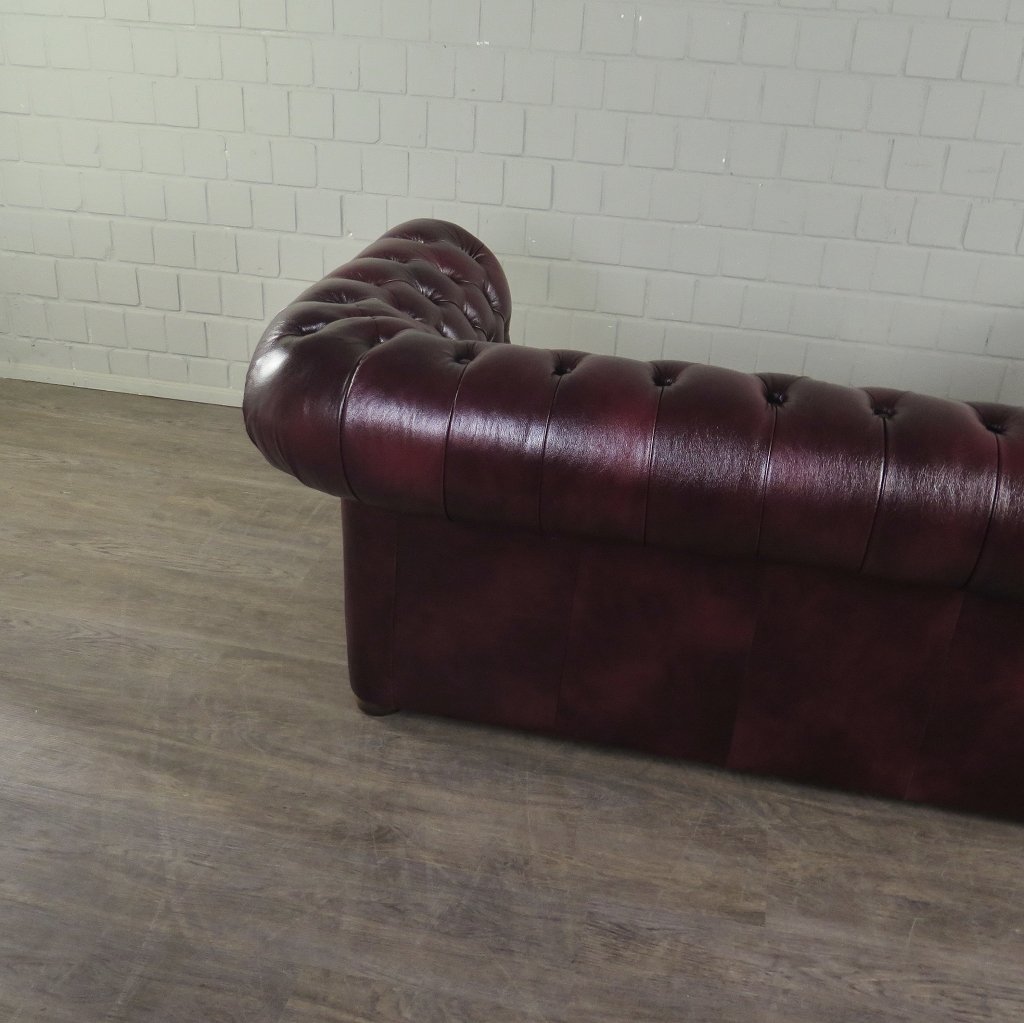 Chesterfield Couchgarnitur Leder Bordeaux