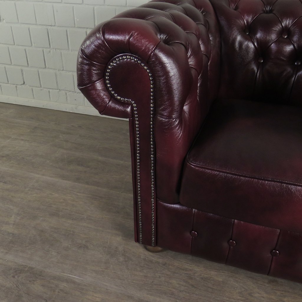 Chesterfield Couchgarnitur Leder Bordeaux