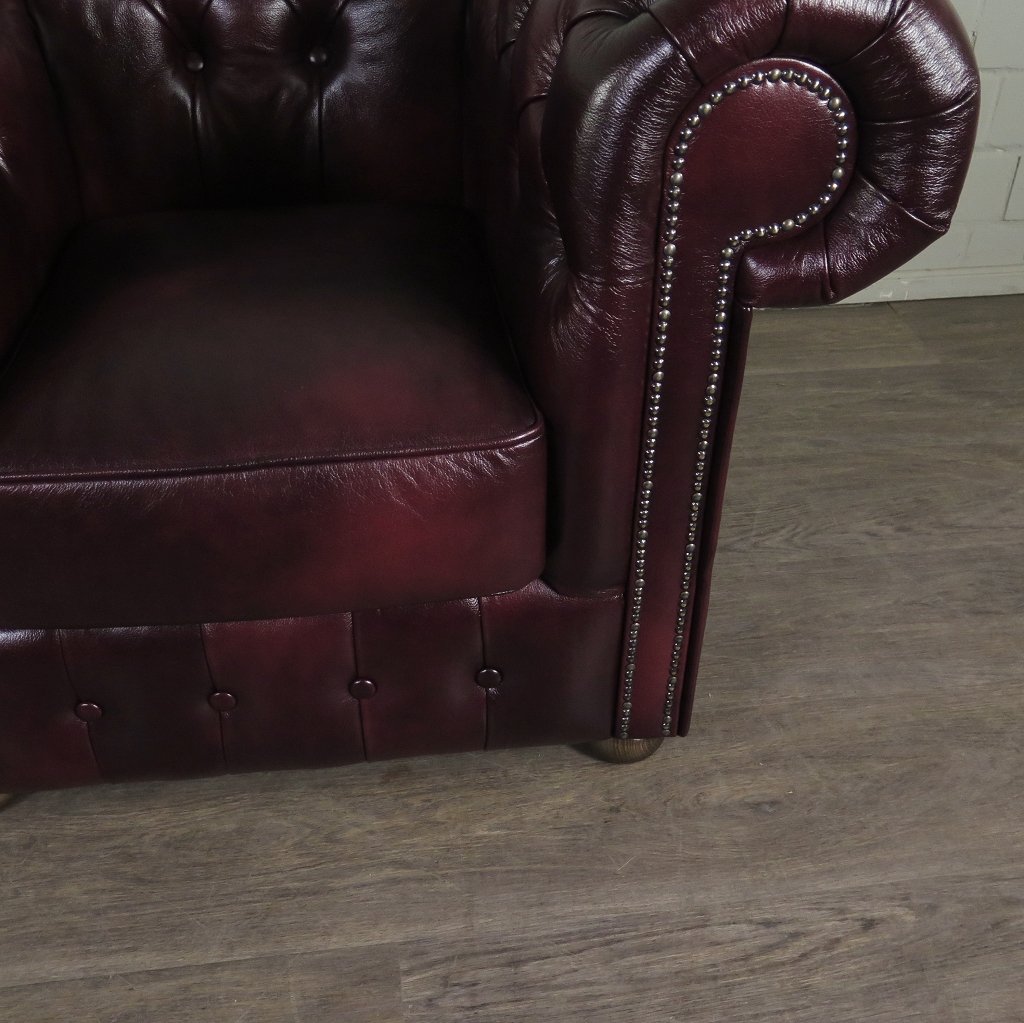 Chesterfield Couchgarnitur Leder Bordeaux