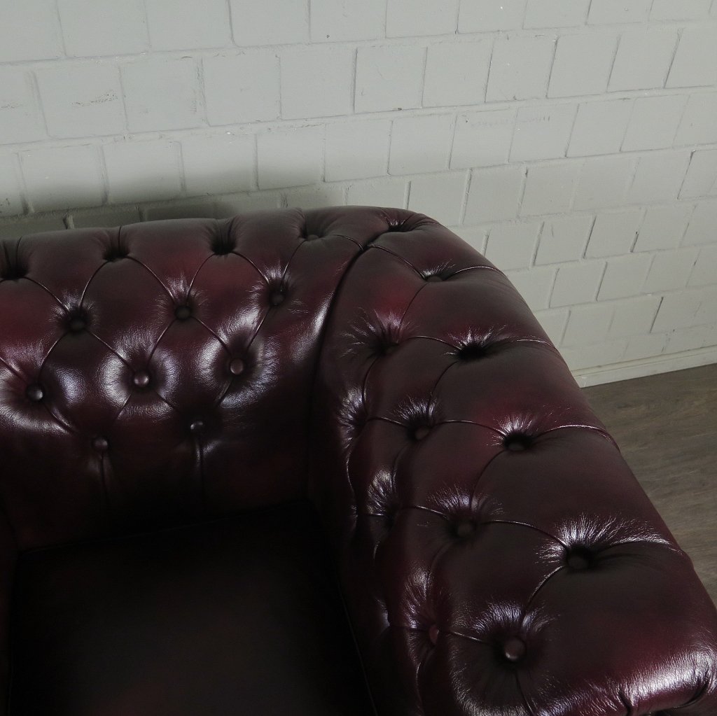 Chesterfield Couchgarnitur Leder Bordeaux