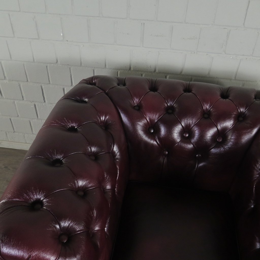 Chesterfield Couchgarnitur Leder Bordeaux