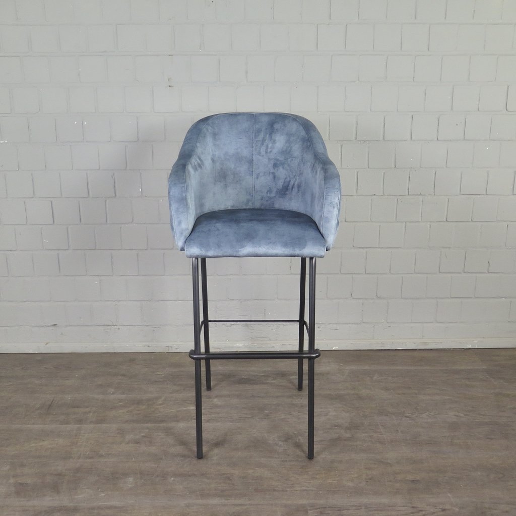 Barhocker Barstuhl Blau Velour