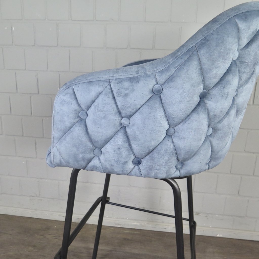 Barhocker Barstuhl Blau Velour