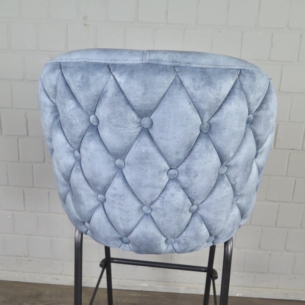 Barhocker Barstuhl Blau Velour