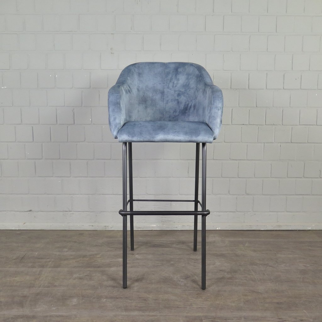 Barhocker Barstuhl Blau Velour